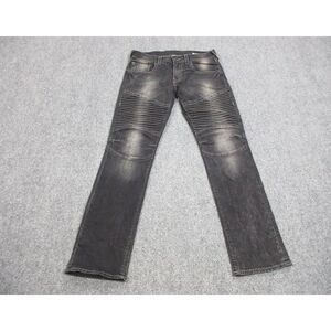 True Religion Jeans Mens Adult 33 Black Denim Pants Moto‎ Slim Axel  33x33